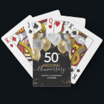 Baralho Balões Dourados do 50º Aniversário do Casamento<br><div class="desc">Os balões de ouro do Elegante Faux fazem fronteira com os realces de confete de ximersão na borda superior. Todo o texto é ajustável e fácil de mudar para as necessidades do seu próprio partido. Excelente de modelo de 50º aniversário elegante do design.</div>