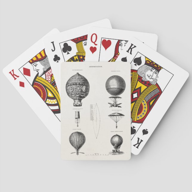 Baralho Balões velhos do dirigível retro do balão de ar (Verso)