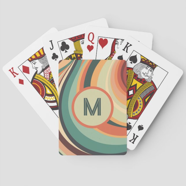 Baralho Banda de Ondas de Vintage Monograma (Verso)