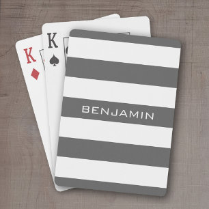 Baralho Bandas de Rugby brancas e Cinzas com nome personal