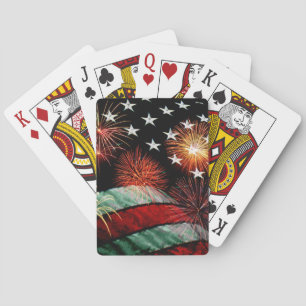 Baralho Bandeira americana com fogos-de-artifício