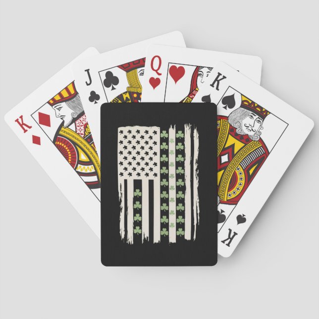 Baralho Bandeira Americana com Shamrocks para St Patricks (Verso)