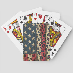 Baralho Bandeira Americana Rústica com Estampa de Leopardo