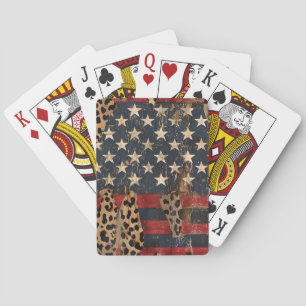 Baralho Bandeira Americana Rústica com Estampa de Leopardo