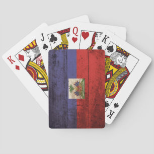 Baralho Bandeira de Haiti na grão de madeira velha