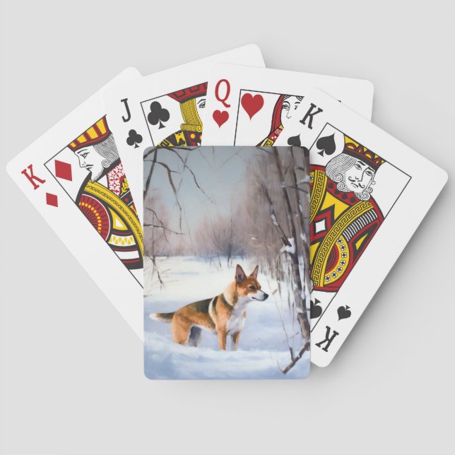 Baralho Basenji Deixe Nevar Natal  (Verso)