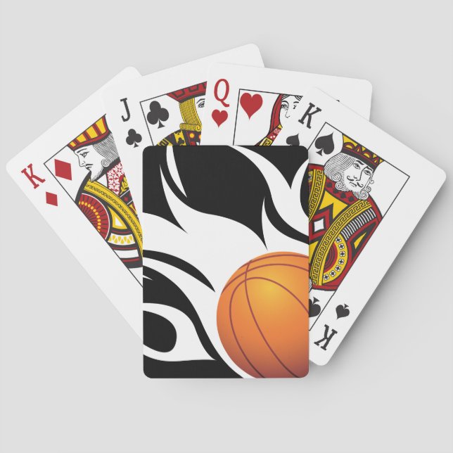 Baralho Basquetebol flamejante preto e branco (Verso)