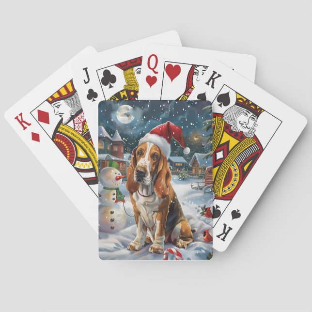 Baralho Basset Hound Dog Winter Wonderland Natal Joy (Verso)