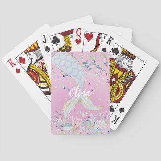 Baralho Bateria De Sereia Com Glitter Whimsical Sob O Mar
