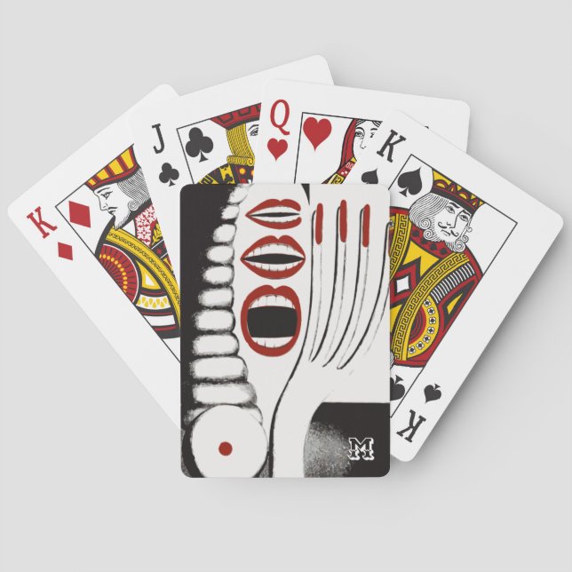 Baralho Batom vermelho e Unhas monogramas (Verso)