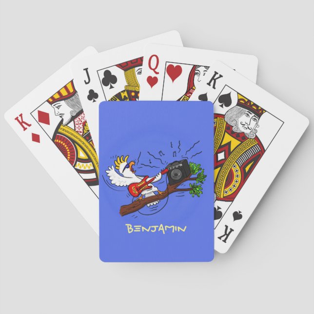 Baralho Batuta engraçada tocando cartoon de violão (Verso)