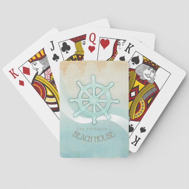 Baralho Beach House Náutica Boat Helm Aqua Blue ID623 (Verso)