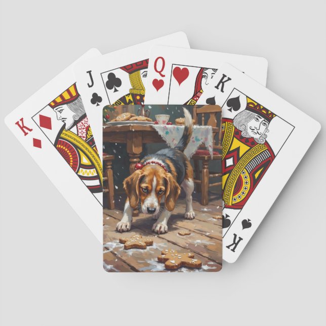 Baralho Beagle Dog Tracking Gingerbread Christmas Fun Art (Verso)