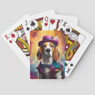 Baralho Beagle em fantasia vibrante
