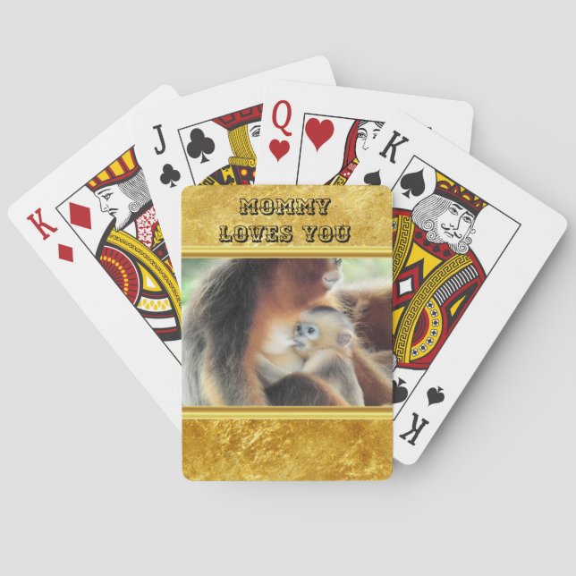 Baralho Bebê macaco chupando leite materno. (Verso)