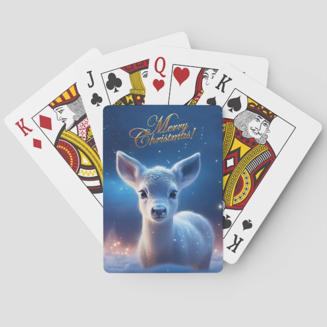 Baralho Bebê Reindeer com Feliz Saudação de Natal (Verso)