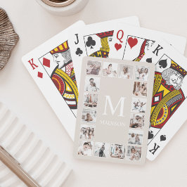 Baralho Beige Personalizado de Colagem de Fotos Personaliz