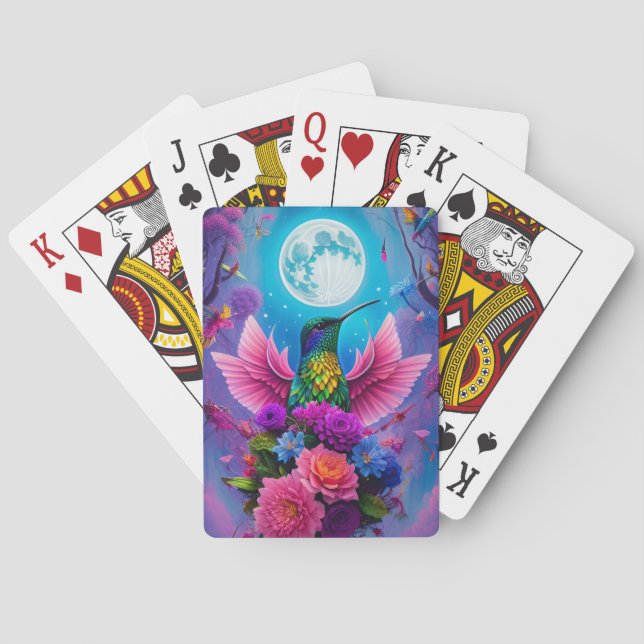Baralho Beija-flor, Flores e Lua (Verso)