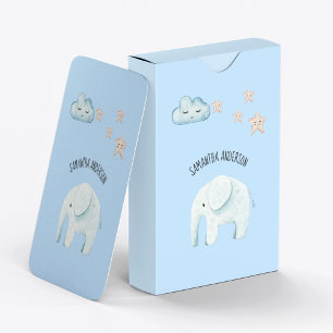 Baralho Bela Moderna Pastel Blue Elephant & Stars Kid