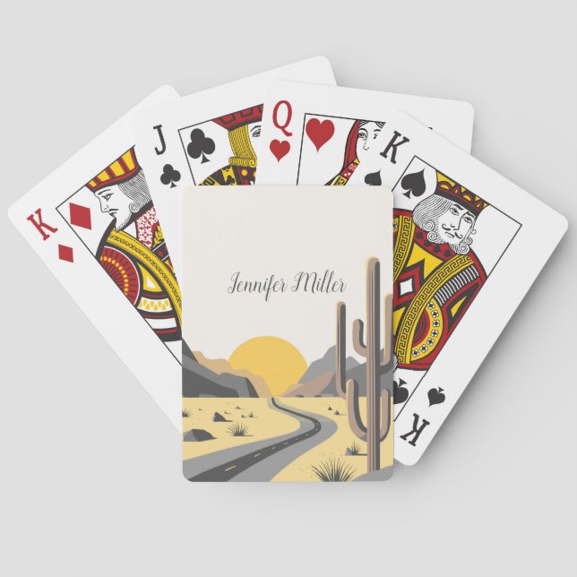 Baralho Belo nascer do sol do deserto com vista de montanh (Verso)