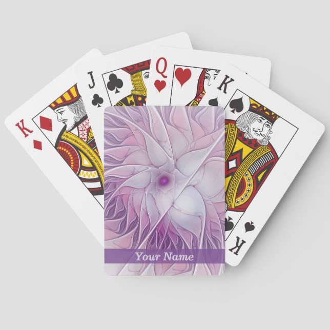 Baralho Belo nome Fractal de Abstrato moderno, Flor Rosa (Verso)