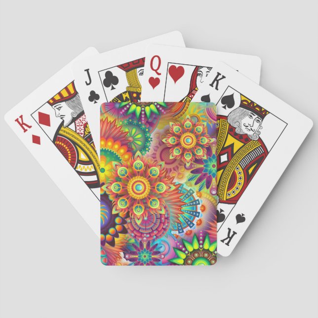 Baralho Belo padrão de multicores, múltiplos mandala (Verso)