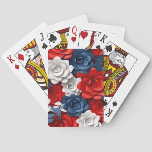Baralho Belo Red White Blue Flower Garden Floral EUA