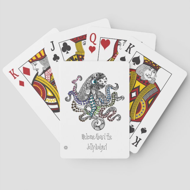 Baralho Bem-vindo a bordo do design de linha floral (Verso)