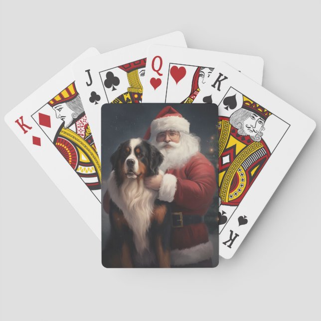 Baralho Bernese Mountain Dog Papai Noel Natal Festivo (Verso)