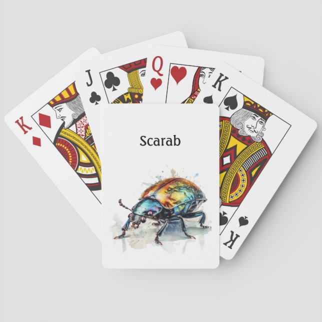 Baralho Besouro Iridescente em Aquarela, personalizado (Verso)