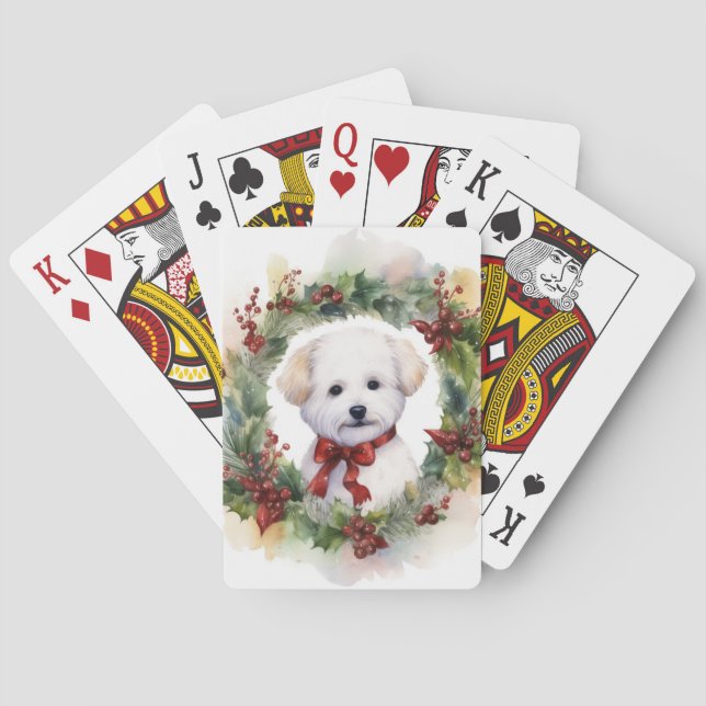 Baralho Bichon Frise Wreath Festivo Pup (Verso)