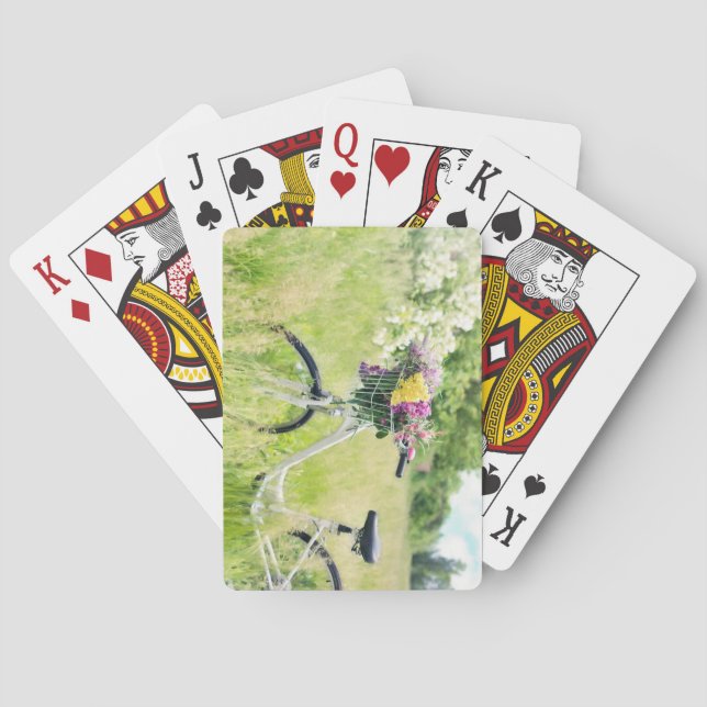 Baralho Bicicleta com Cesta de Flores no Prado (Verso)