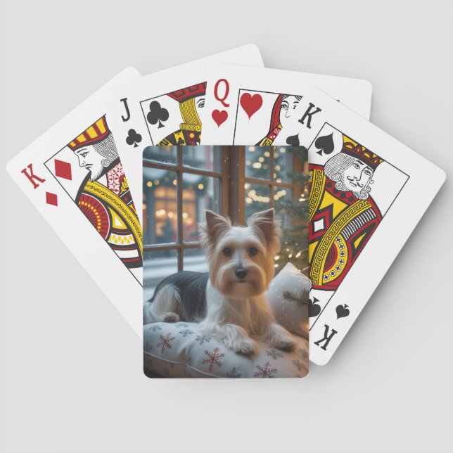 Baralho Biewer Terrier Com Luzes De Natal Feriado (Verso)