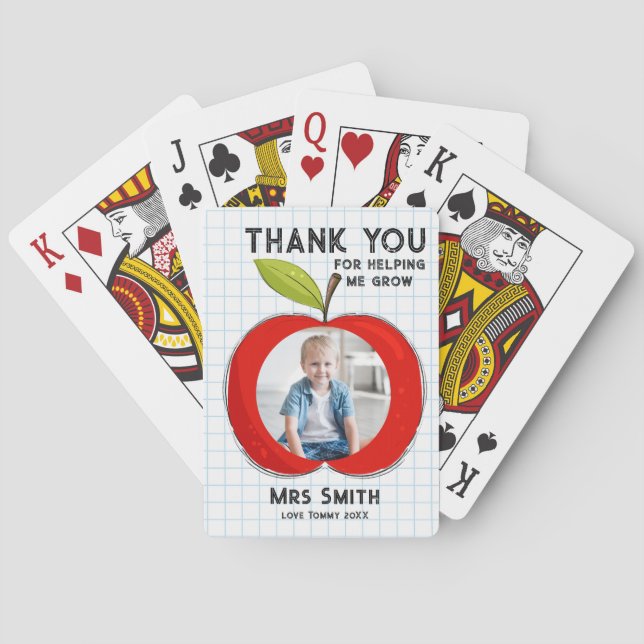 Baralho Big Red Apple Teacher Thank You Photo Poker Cards  (Verso)