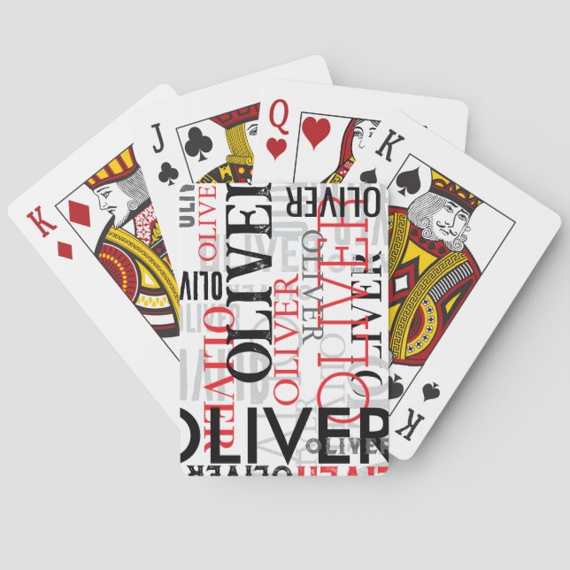 Baralho Black and Red Distressed Typography Cool White (Verso)
