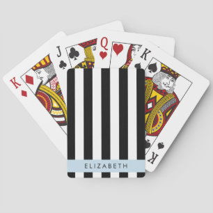 Baralho Black and White Stripes, Stripes, Linhas, Seu Nome