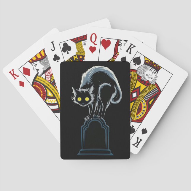 Baralho Black Cat on Tombstone Design Poker Tocando Cartõe (Verso)