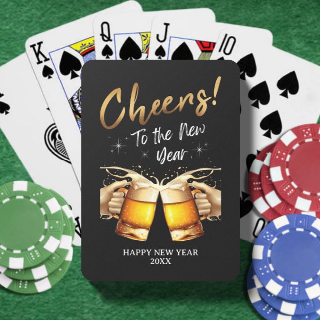 Baralho Black & Dourado Cheers to Véspera de ano novo Part (Black & Gold Cheers to New Years Eve Party 2024 Playing Cards)