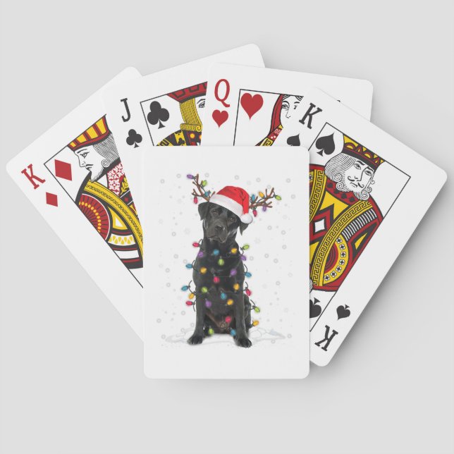 Baralho Black Lab Labrador Árvore de Natal Light Pajama Do (Verso)