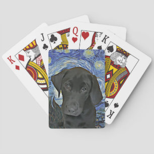 Baralho Black Lab Puppy Starry Night Van Gogh Inspirou