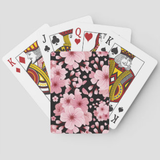 Baralho Blossom de Cereja Bonito em Fundo Negro