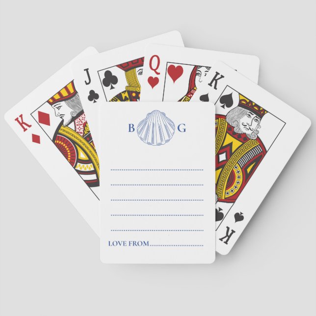 Baralho Blue Clam Seashells Coastal Wedding Guest Book (Verso)