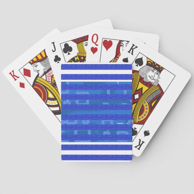 Baralho Blue Geometric Stripes Classic Playing Cards (Verso)