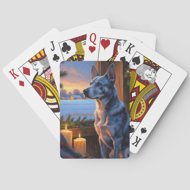 Baralho Blue Heeler Com Luzes de Natal Feriado  (Verso)