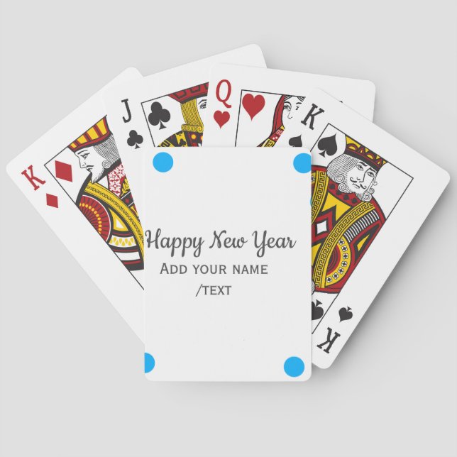 Baralho Blue polkadots happy new year add name messasimple (Verso)