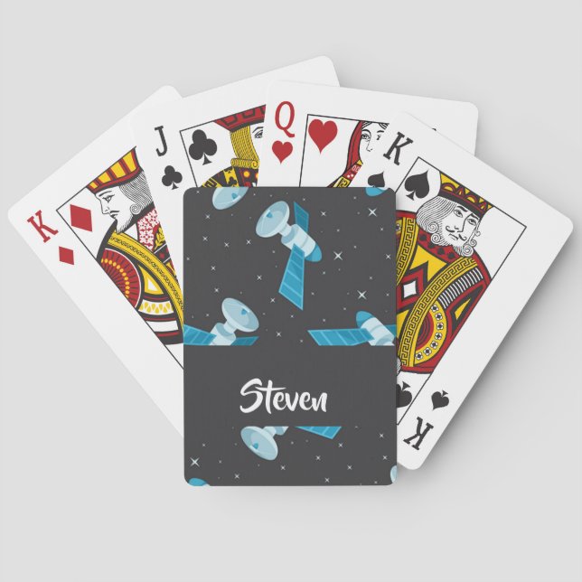 Baralho Blue space satellite pattern (Verso)