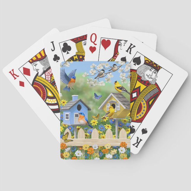 Baralho Bluebird Goldfinches Birdhouses Fllower Garden (Verso)