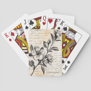Baralho Boho Floral Marrom Esboço Pergaminho Vintage