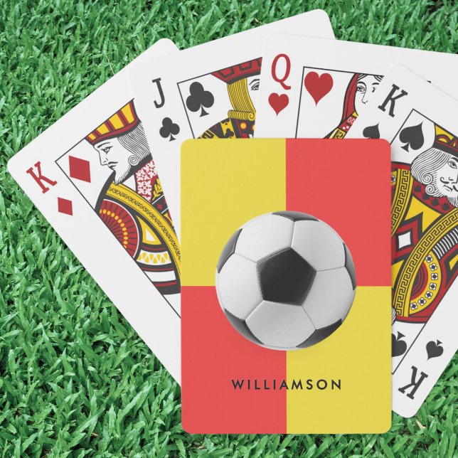 Baralho Bola de Futebol Árbitro Assistente Juiz de Linha F (A set of playing cards with soccer ball and assistant referee flag design, with personalized name)