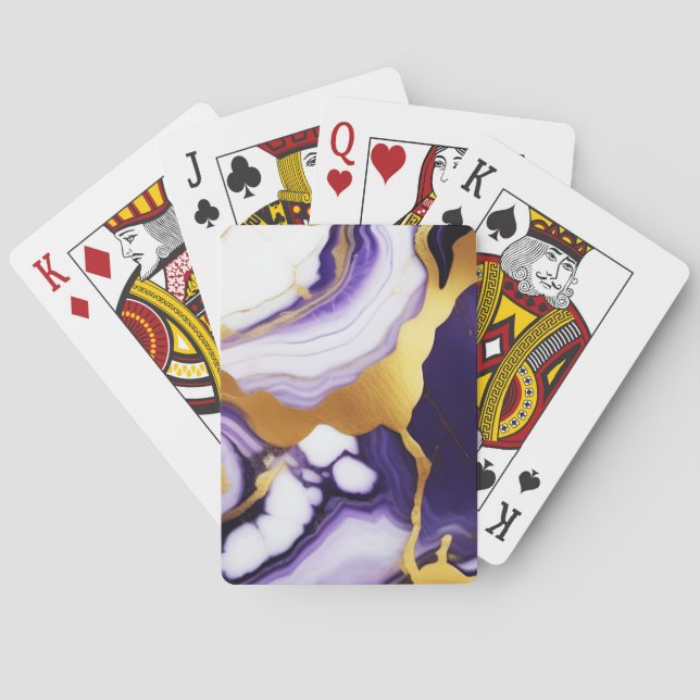 Baralho Bold Trendy, mármore Dourado amarelo púrpura (Verso)